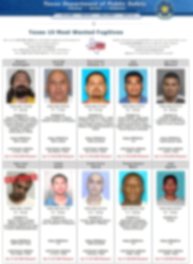 Texas 10 Most Wanted Fugitives Page